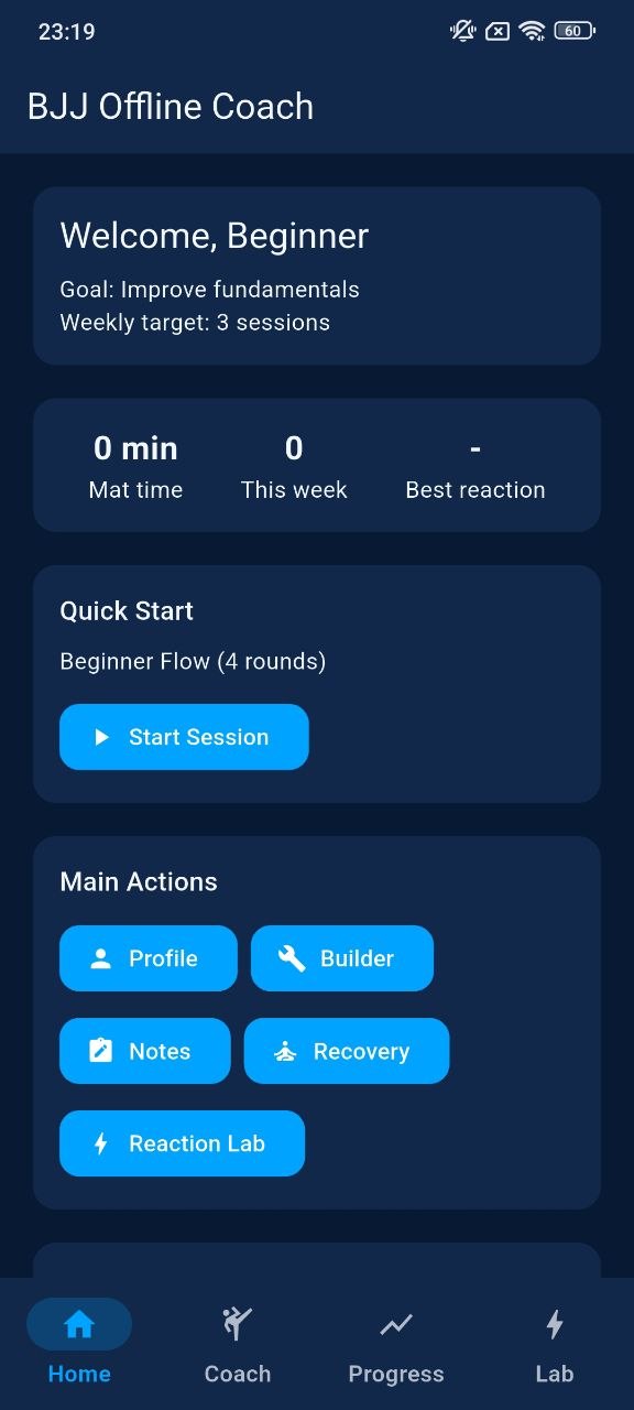 BJJ Offline Coach home screen