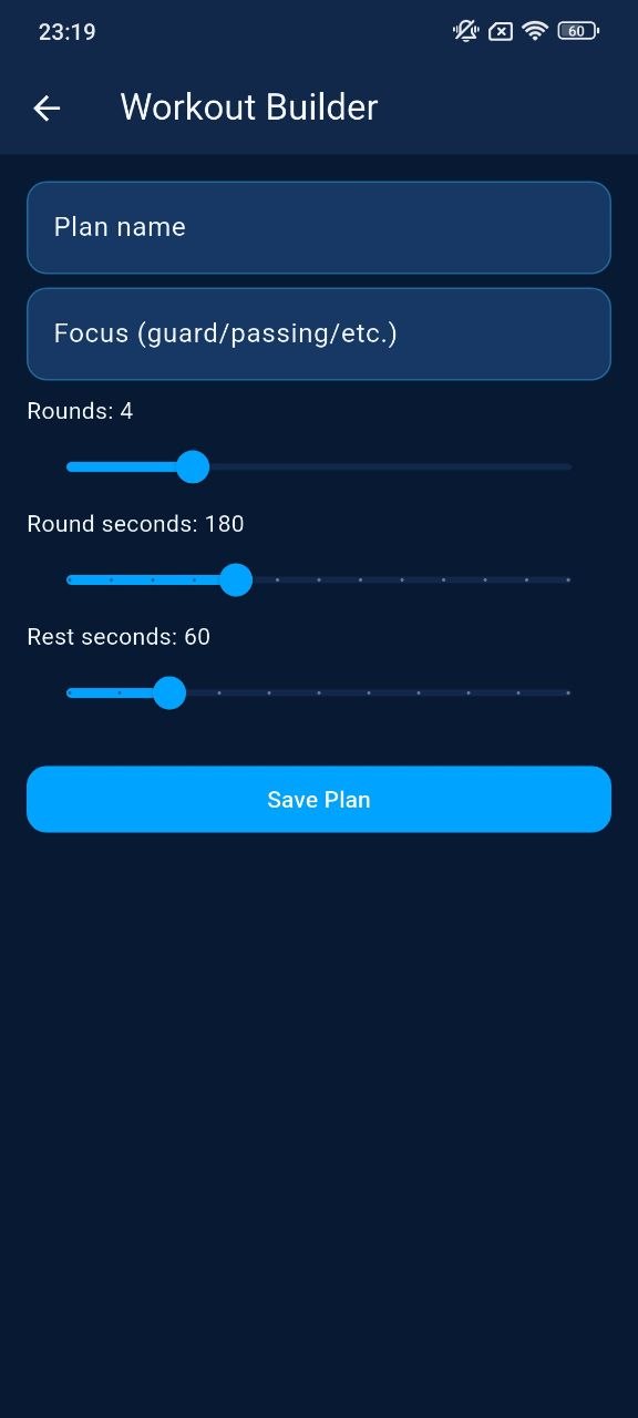 Workout builder screen